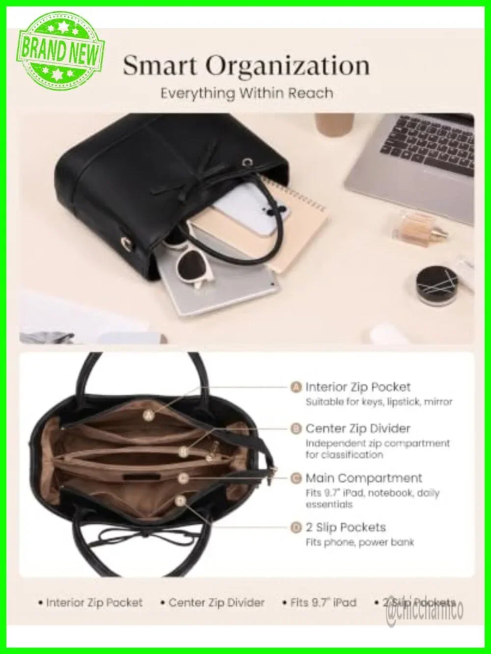 Vegan Leather Structured Satchel Tote with Detachable Crossbody Strap